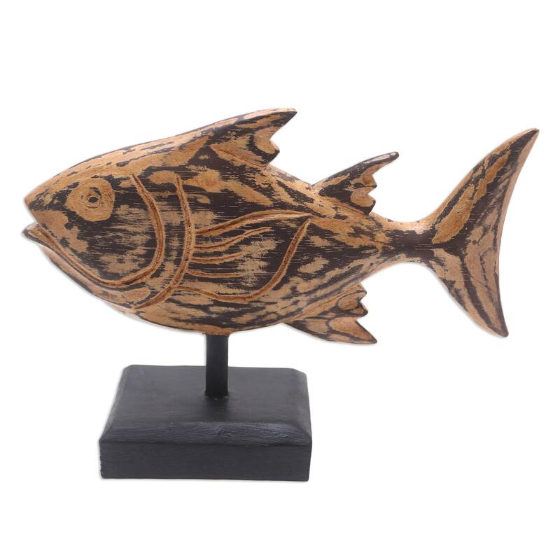Novica Handmade Snapper Fish Wood Statuette