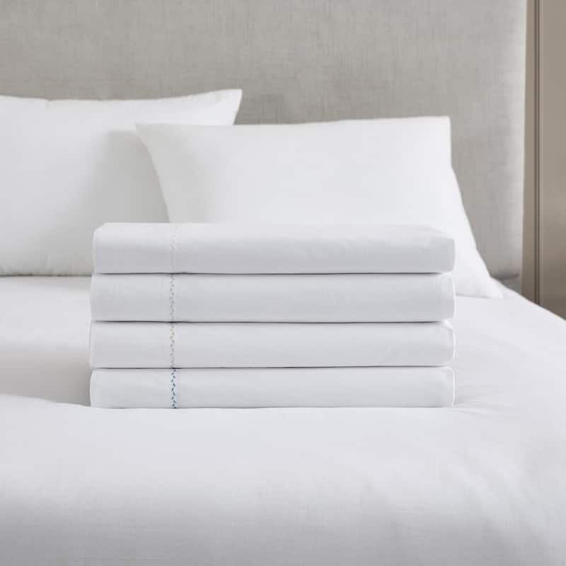 Martha Stewart Lilly Pond Leaf Embroidered Cotton Sheet Set