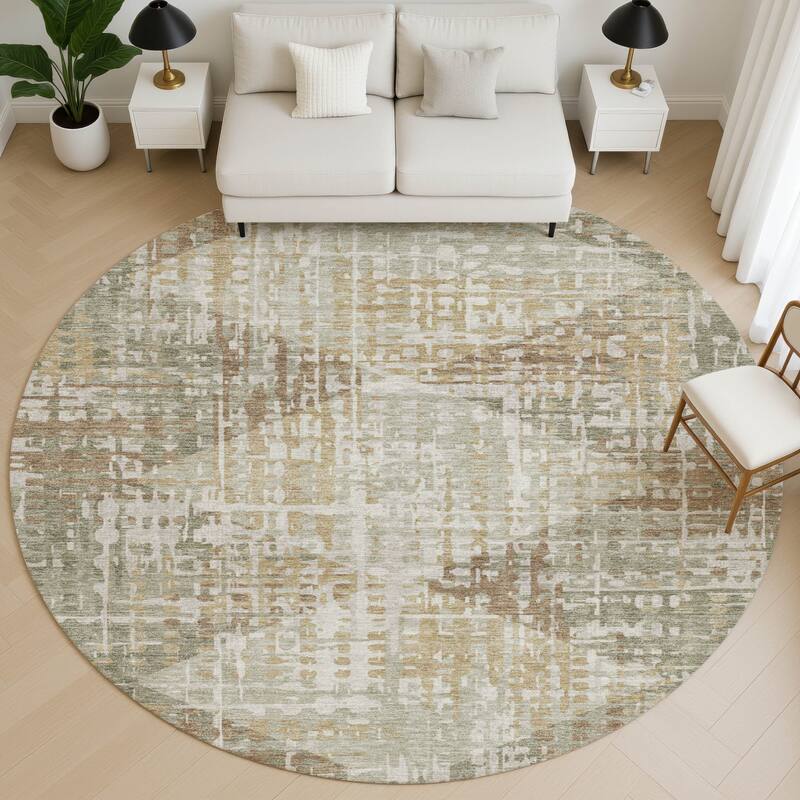 Premium Washable Super Soft Modern Diamonds Mayfield Rug - Aloe - 8' x 8'