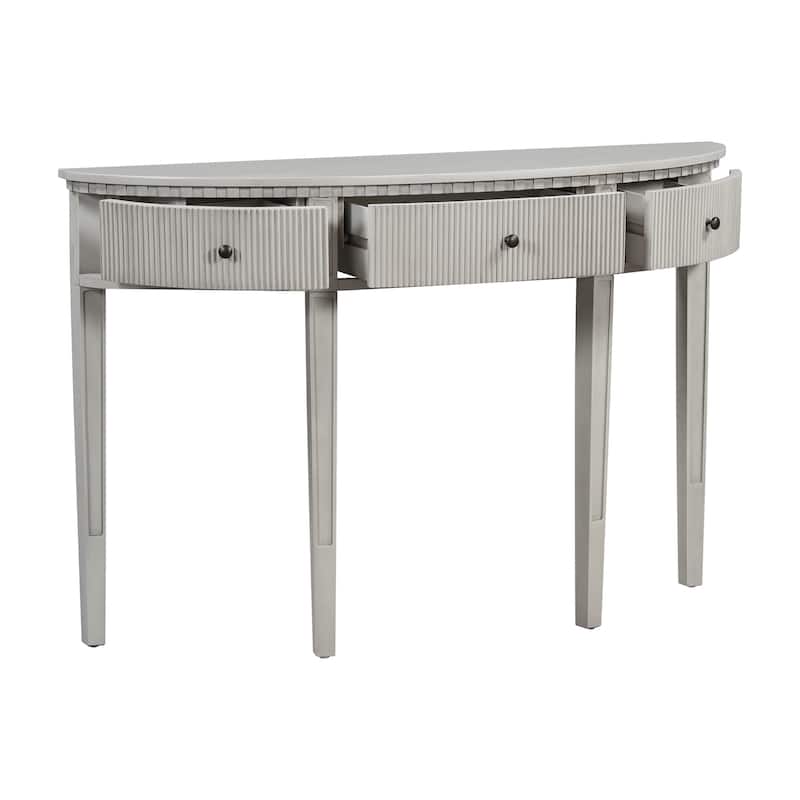 Curved Console Table with Vertical Stripe Drawer Fronts and 4 Legs