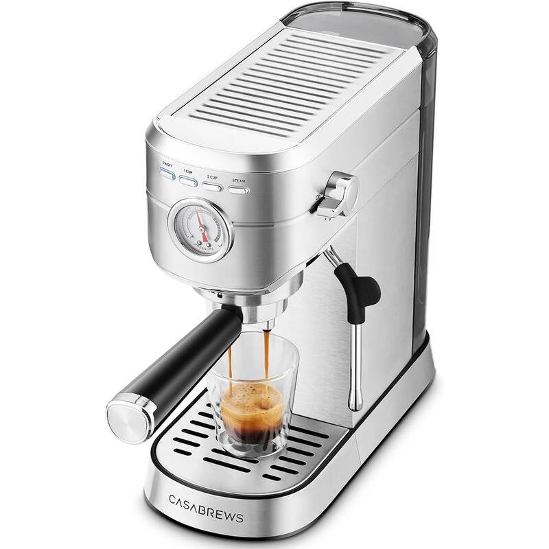 CASABREWS CM5418 Espresso Machine 20 Bar with Milk Frothing Steam Wand - Silver
