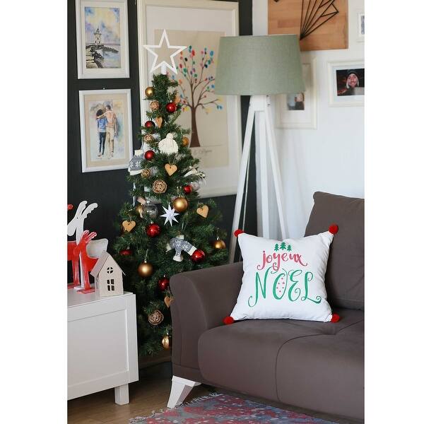 Joyeux Noel Square Printed Decorative Throw Pillow Cover Joyeux Noel Square Printed Decorative Throw Pillow Cover