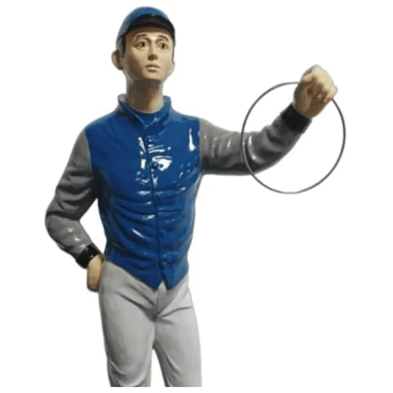 Classic Lawn Jockey Blue White Sleeves Garden Statue