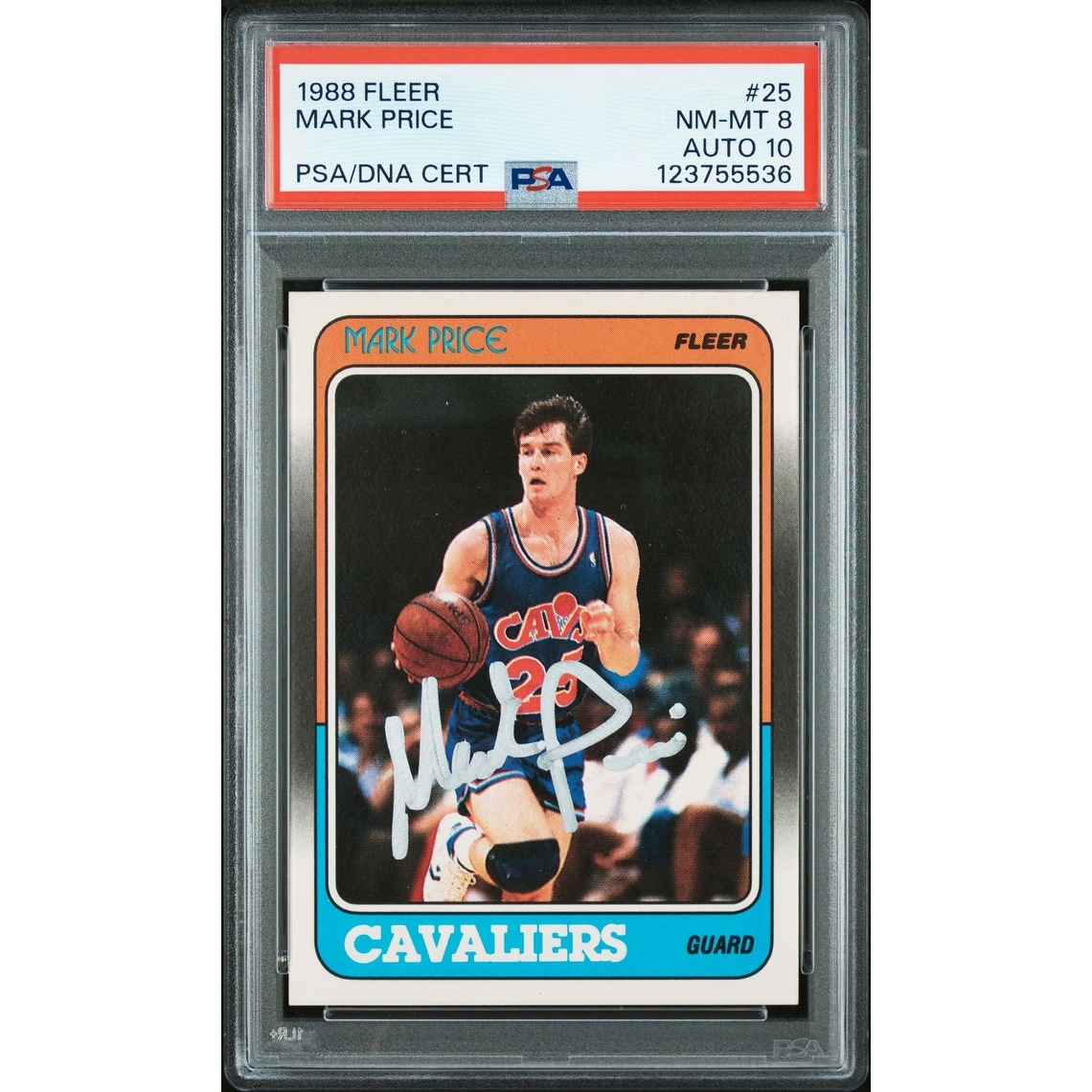 Mark Price 1988 Fleer Signed Basketball Rookie Card #25 Graded PSA 8 Auto  10 Cert # 123755536 - 8' x 11' - Overstock - 43541264