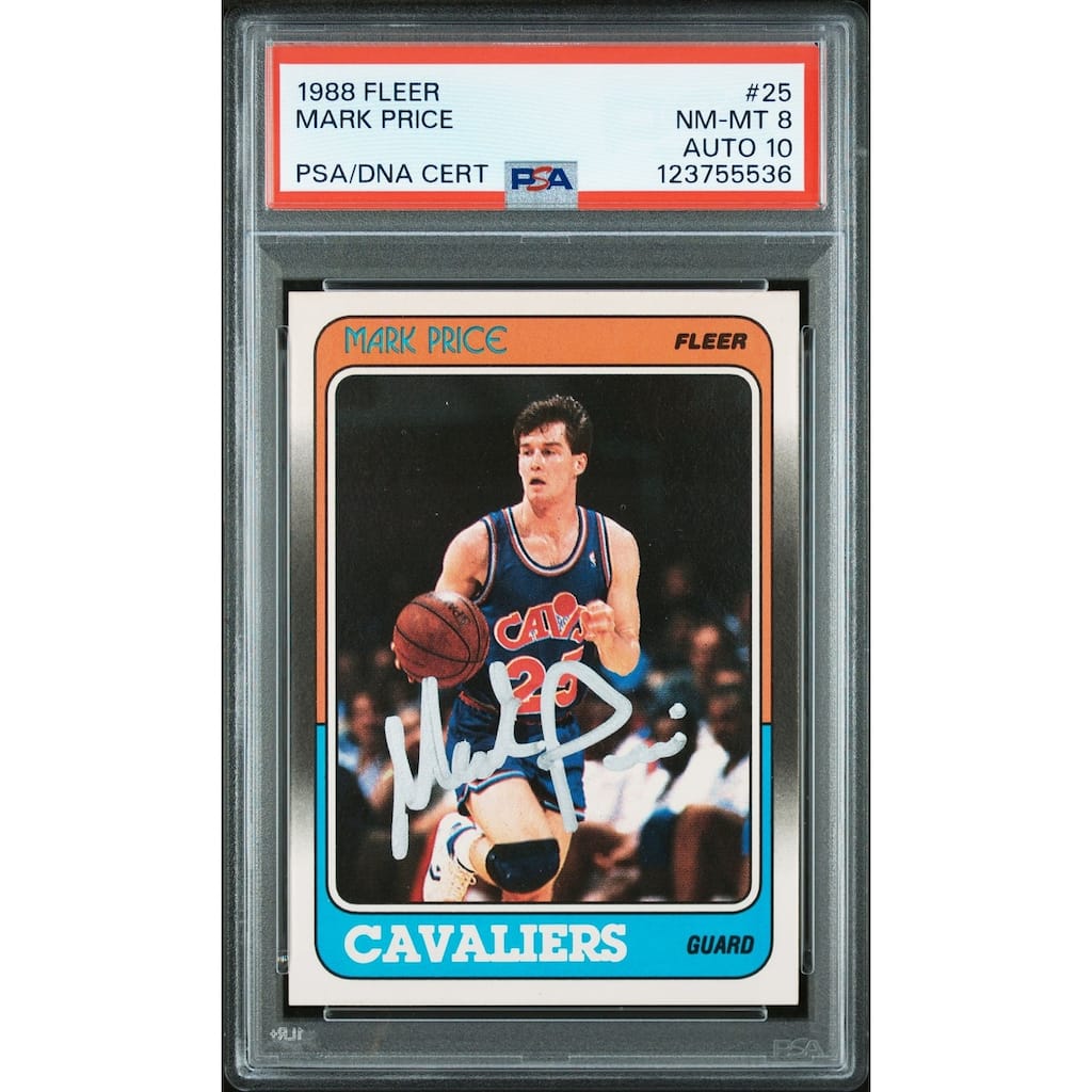 Mark Price 1988 Fleer Signed Basketball Rookie Card #25 Graded PSA 8 Auto 10 Cert # 123755536 - 8' x 11'