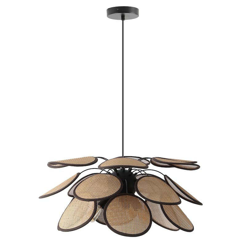 SAFAVIEH Luana 3 Light 21-inch Rattan & Metal Pendant - 21"W x 21"D x 71"H