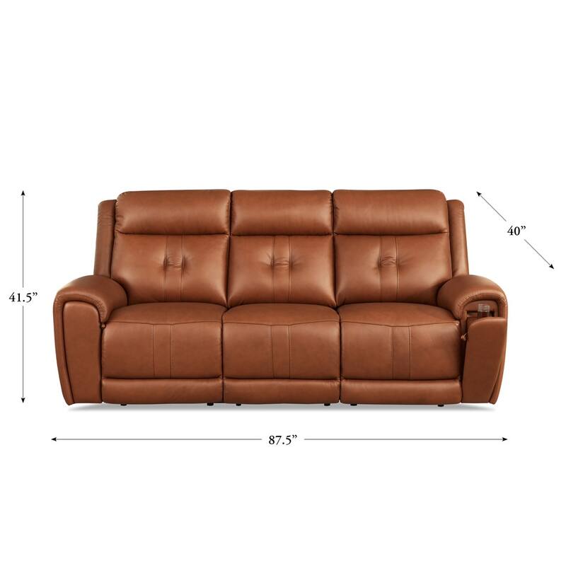 Hydeline Emma Zero Gravity Power Recline and Headrest Top Grain Leather Sofa Couch with Cup Holders