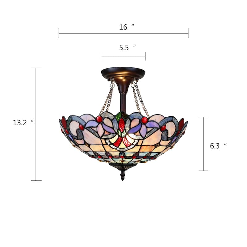 Victorian Design 2-light Dark Bronze Semi-Flush Mount Fixture