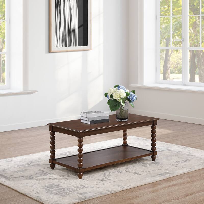 Elise Coffee Table in Black Finish - Dark Walnut - MDF