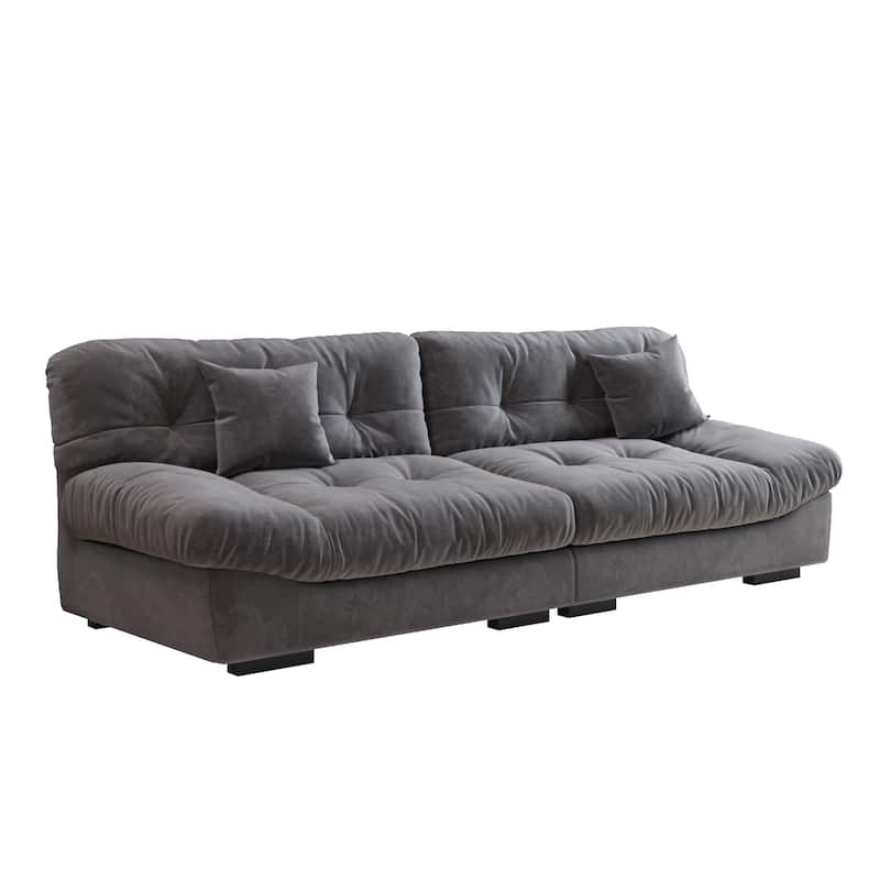Cloud Modular Sectional Sofa,105" Scrub Velvet Minimalist Sofa Couch with 2 Pillows