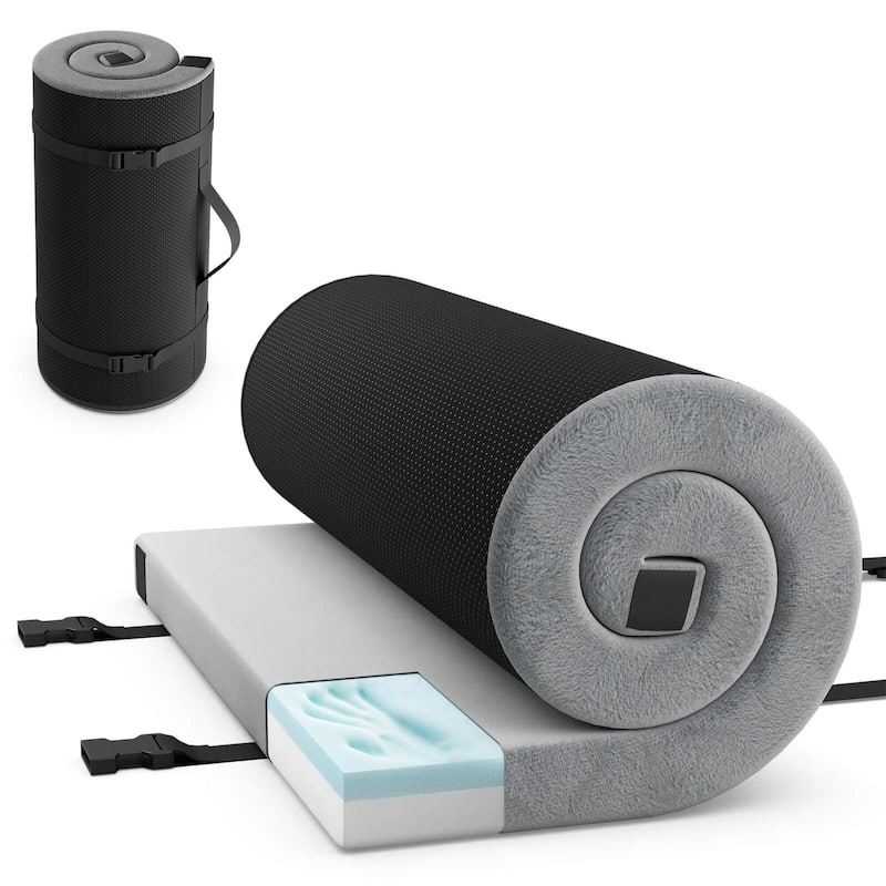 Goplus Memory Foam Camping Mattress with Anti-slip Bottom Travel Bag - See Details - Grey