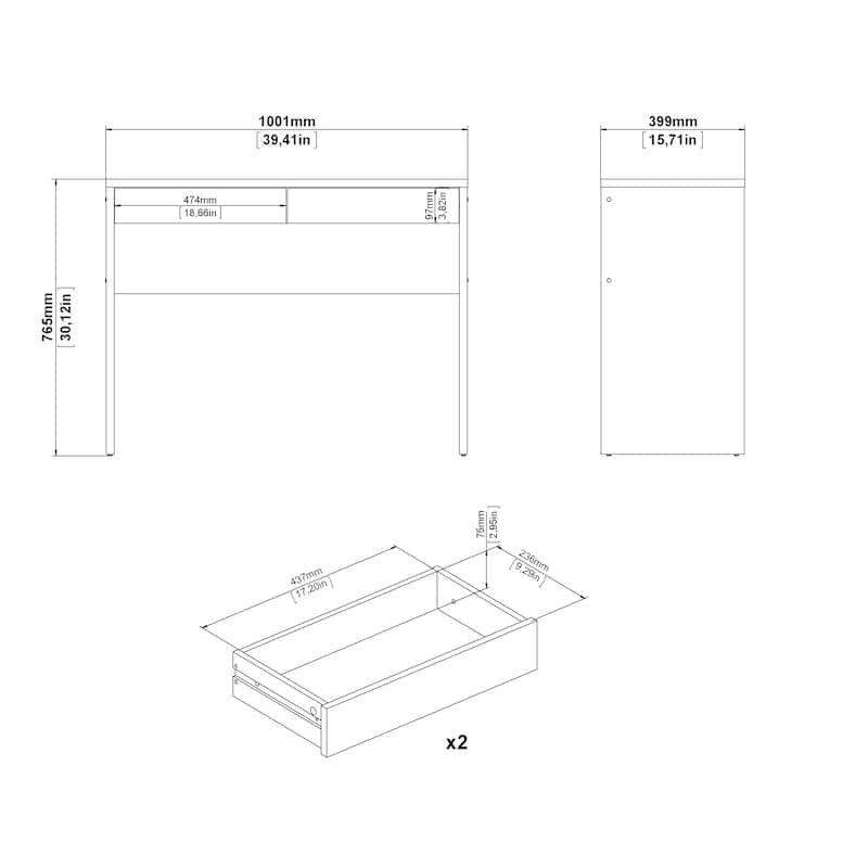 Porch & Den Wilbur Home Office Writing Desk with 2 Storage Drawers