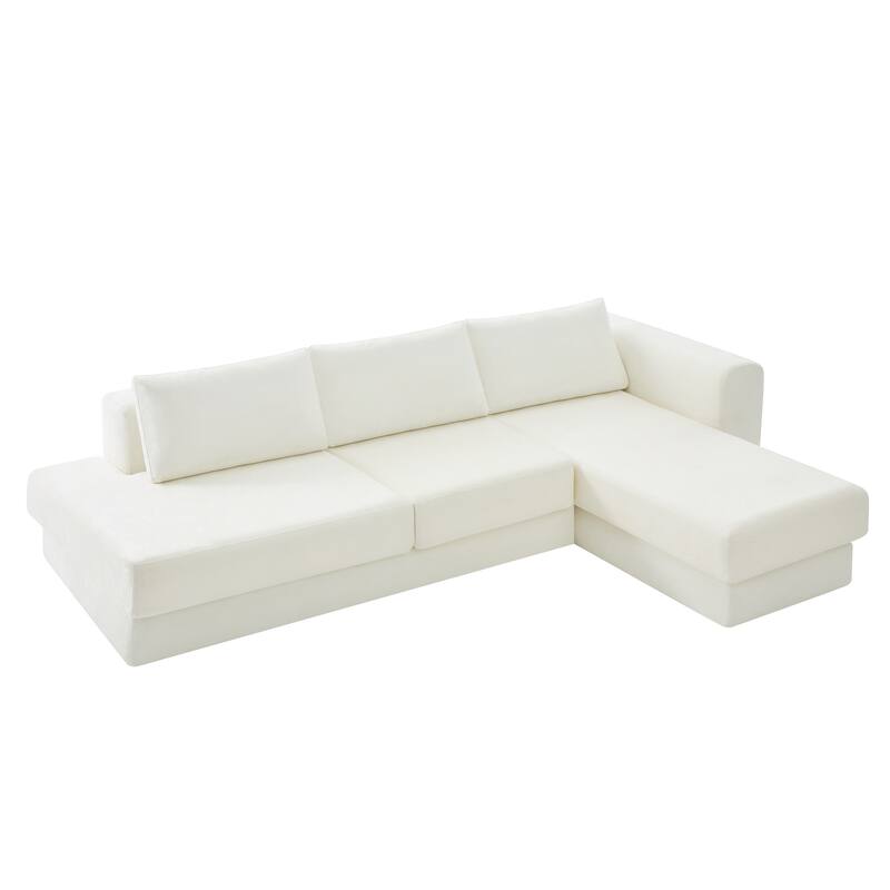 Christopher Knight Home - American Design Chenille 113" Modular Sectional Sofa with Double Layer Cushions