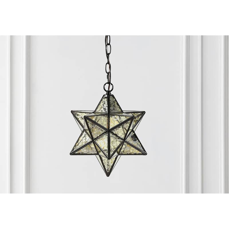Lynn Moravian Star Metal/Clear Glass LED Pendant, by JONATHAN Y - 1 Light