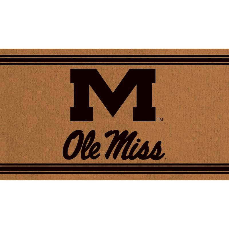 Ole Miss Monochrome Indoor/Outdoor Coir Door Mat - 28" x 16"