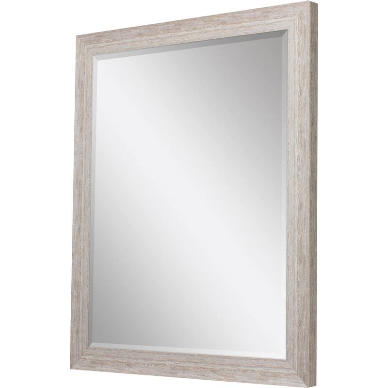 HomeRoots 34" White Distressed Wood Framed Accent Mirror - 28.00 in. x 34.00 in. x 2.00 in.