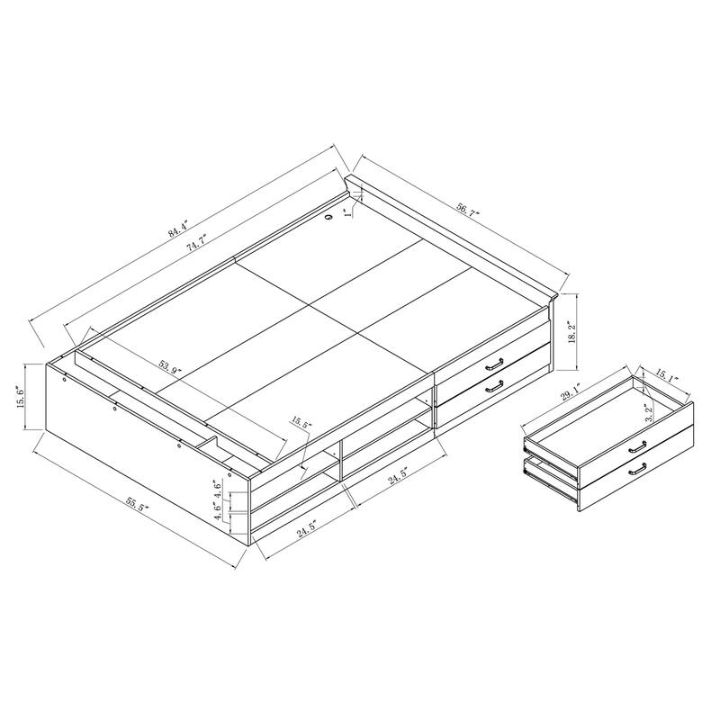 DH BASIC Transitional 2-Drawer Storage Bed by Denhour