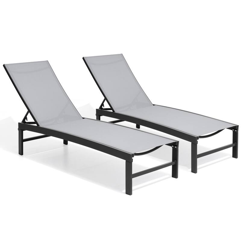 Outdoor Pool Lounger Aluminum All-weather Adjustable Chaise Lounge Chair - See Picture