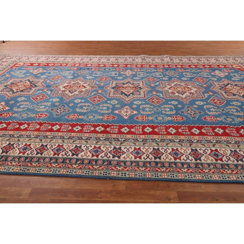 Blue Kazak Oriental Large Area Rug Handmade Wool Carpet - 9'8" x 15'7"