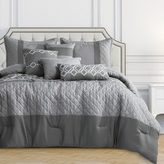 Wellco Bedding Comforter Set Bed In A Bag - 7 Piece Luxury CHIZOBA microfiber Bedding Sets - Oversized Bedroom Comforters