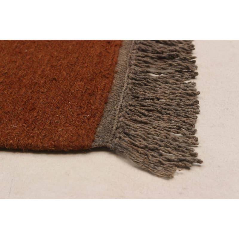 ECARPETGALLERY Flat-Weave Natural Brown Wool Tapestry Kilim - 6'8 x 9'10