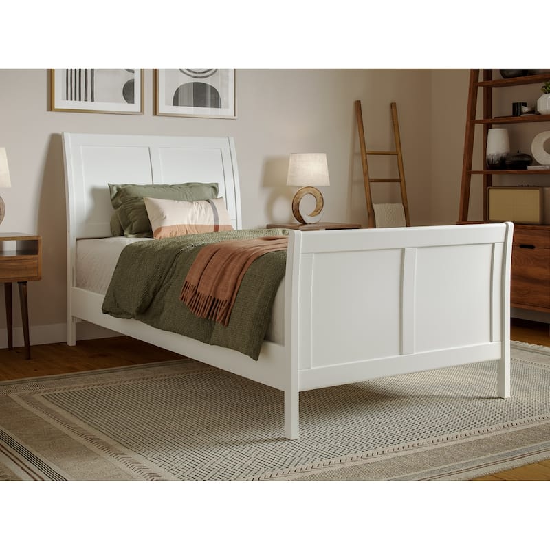 Valencia Solid Wood Low Profile Sleigh Platform Bed with Matching Footboard