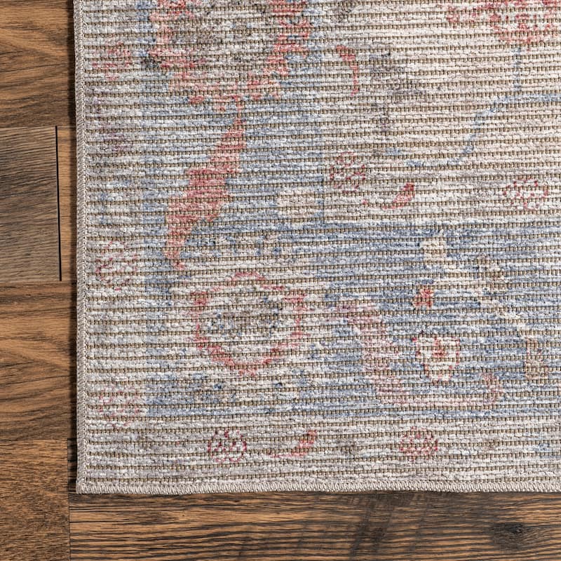 Nuloom Delana SpinClean Persian Floral Machine Washable Area Rug