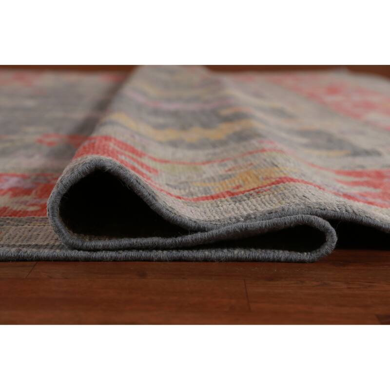 Hand Knotted Oriental 100% Wool Carpet Transitional All-Over Navy Blue & Blues Oushak Area Rug - 13' 9'' X 10' 2''