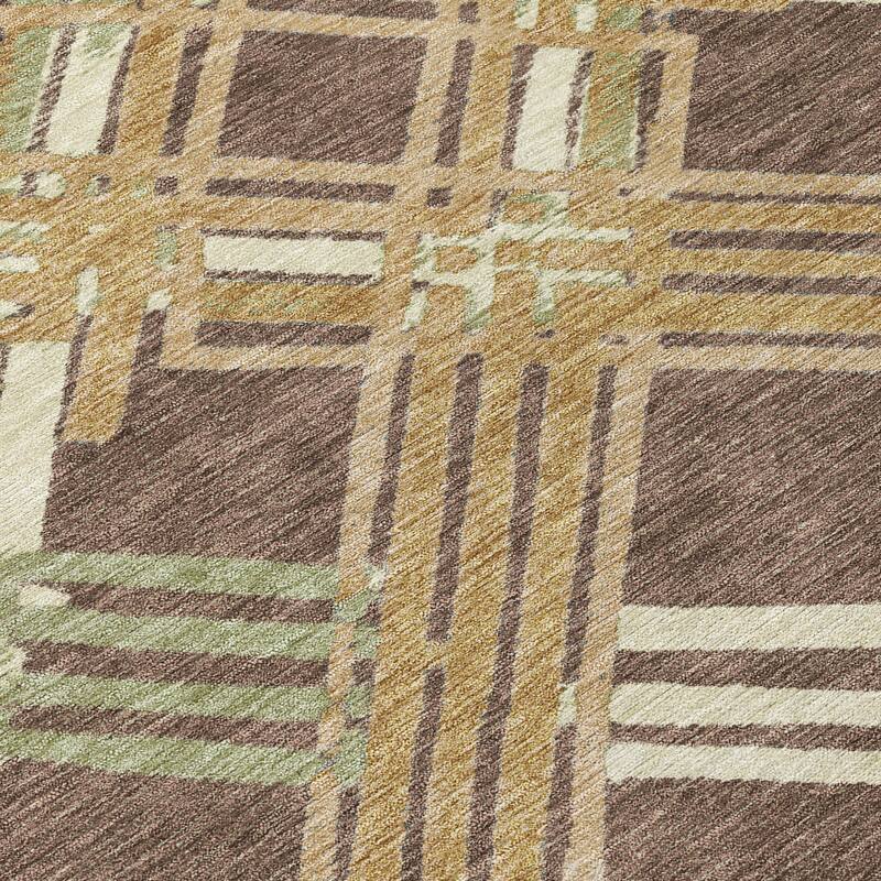 Machine Washable Indoor/ Outdoor Modern Trellis Chantille Rug