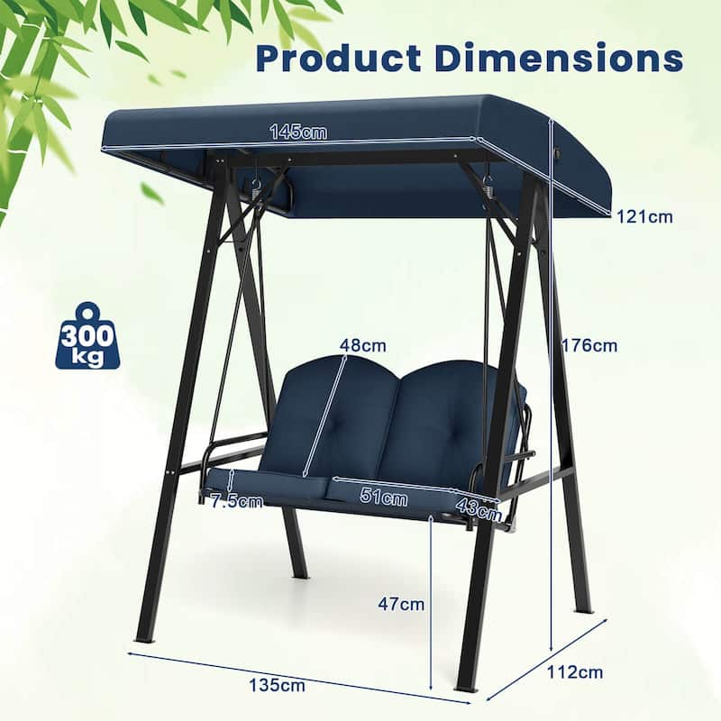 Costway 2-Person Outdoor Porch Swing Swing Loveseat with A-Shaped - See Details