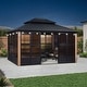 preview thumbnail 46 of 62, PURPLE LEAF Double Top Outdoor Sunroom Screen House Patio Hardtop Gazebo 12' x 14' - Black(With Ligths)