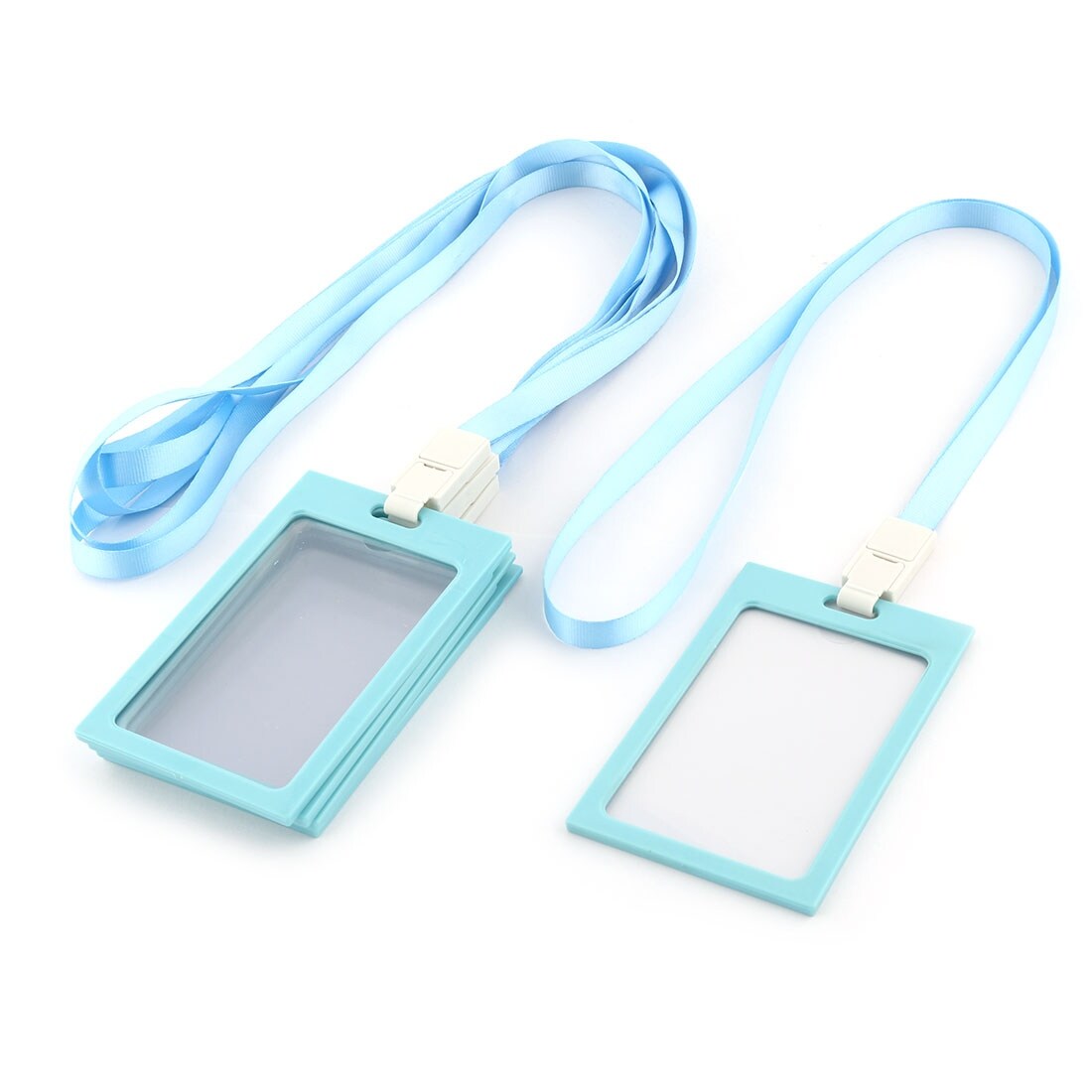 Shop Office Staff Neck String Lanyard Vertical Id Card Holder Container Blue 5 Pcs White Blue Clear Overstock 18383097