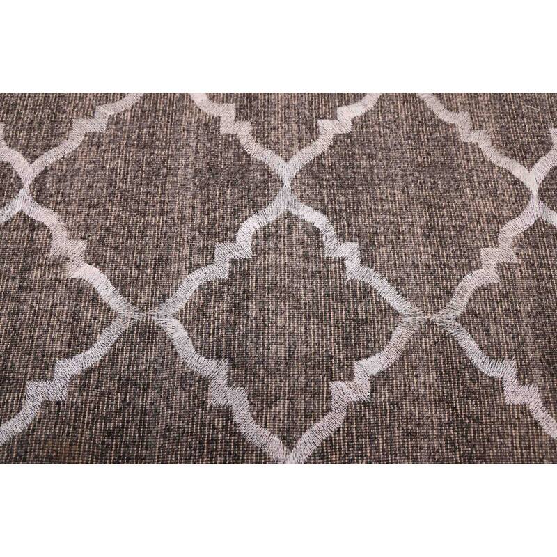 ECARPETGALLERY Flat-Weave Marrakech Dark Grey Wool Kilim - 5'0 x 7'9