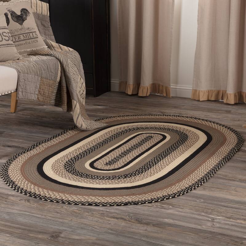 Sawyer Mill Charcoal Jute Rug Oval w/ Pad 48x72 - 48x72 - White