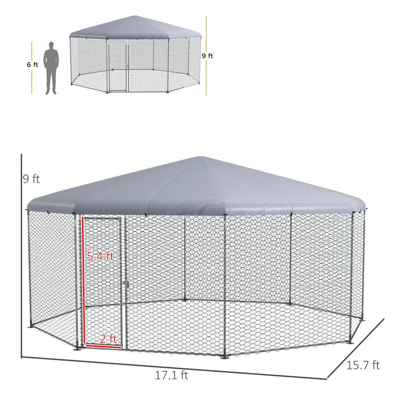PawHut Large Metal Chicken Coop Chicken Run for Chicken, Ducks and Rabbits with Waterproof and Anti-UV Cover