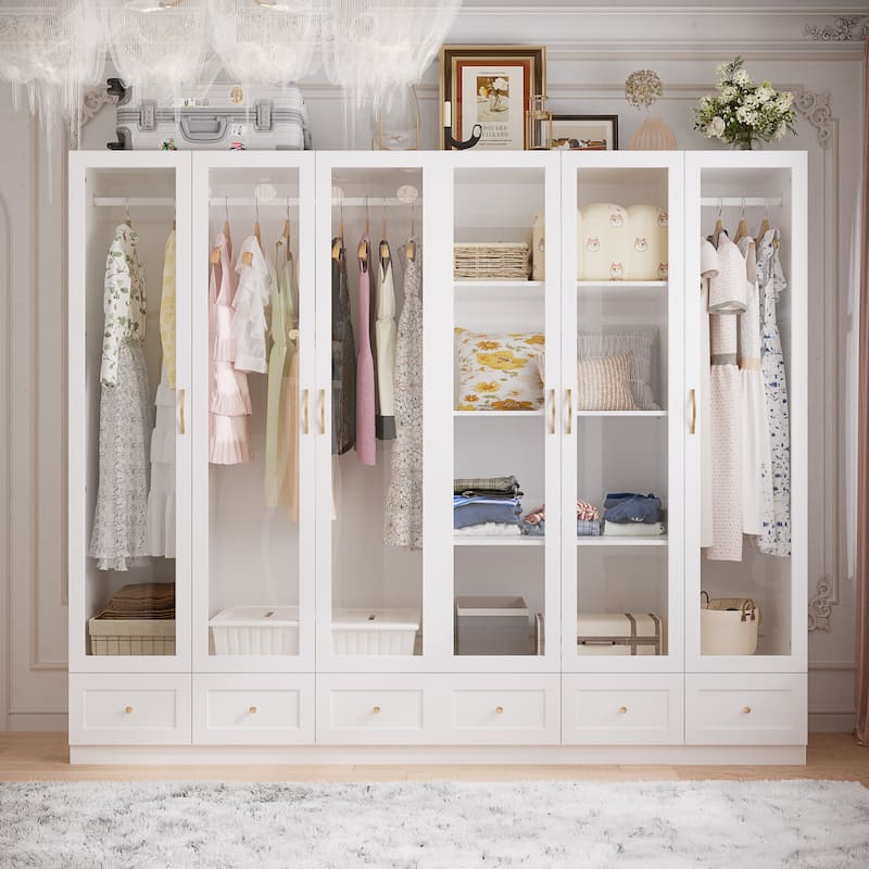 Multi-Piece Wardrobe Set Adaptable Closet Modules Combo Armoires