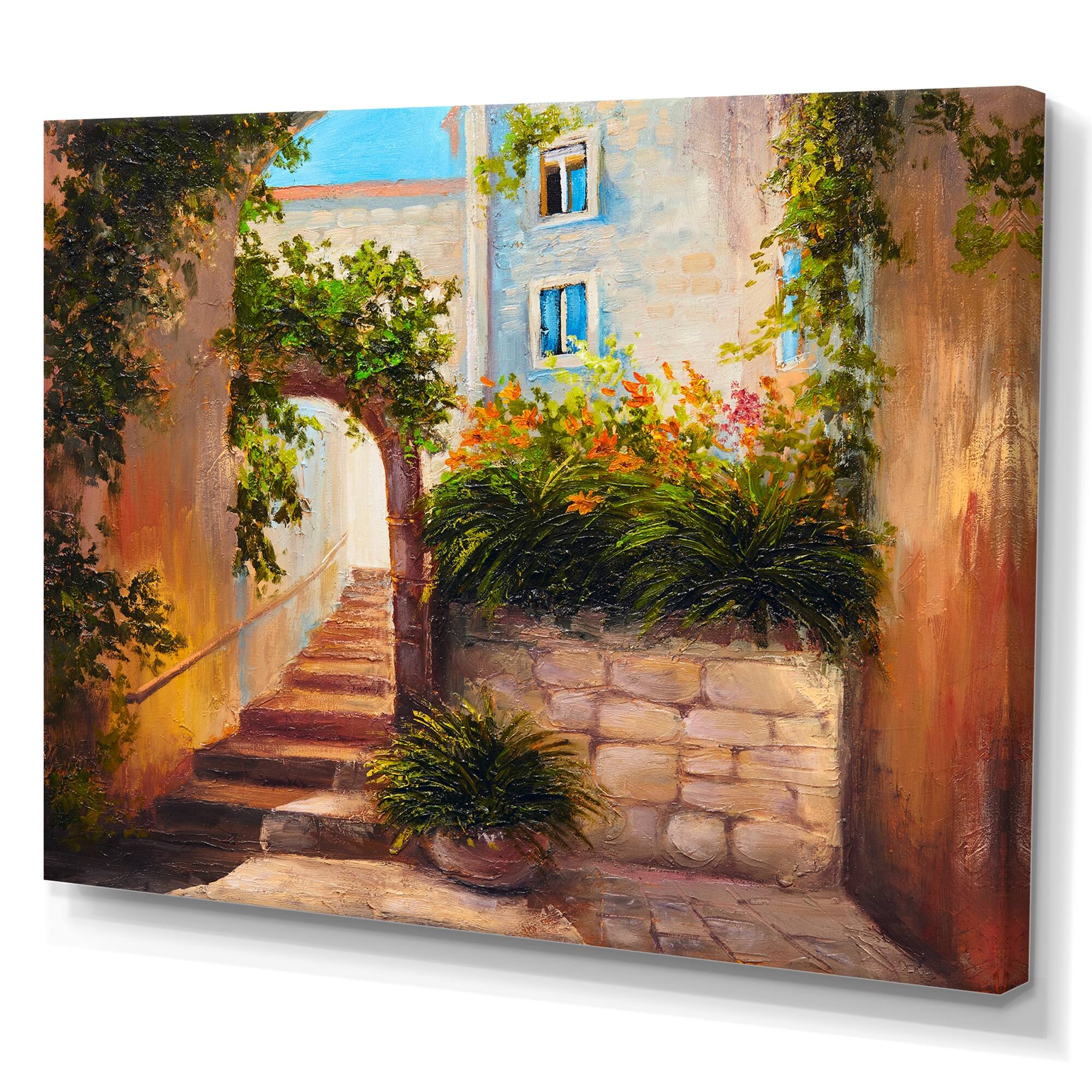 Designart "Colorful Flowers In Mediterranean House IV" French Country
