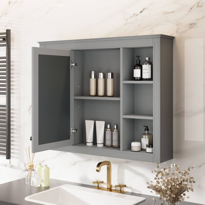 35'' x 27.5'' Medicine Cabinet, Wall Mounted Bathroom Storage Cabinet(Not Include Bathroom Vanity ) - Grey