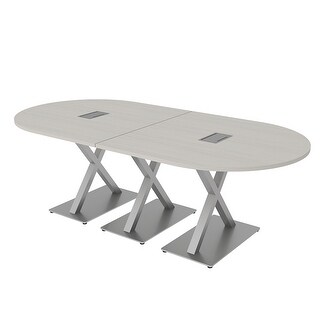 8 Person Racetrack Conference Table With X Bases Electrical Modules ...