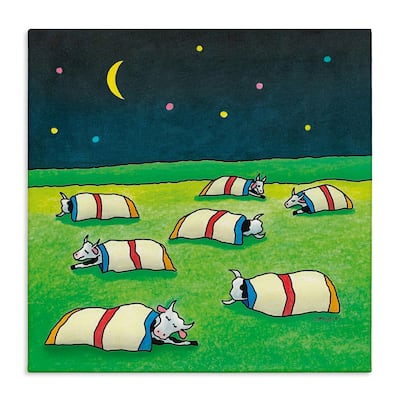 Stupell Pasture Cows Bedtime Canvas Wall Art Design By Roger Straub