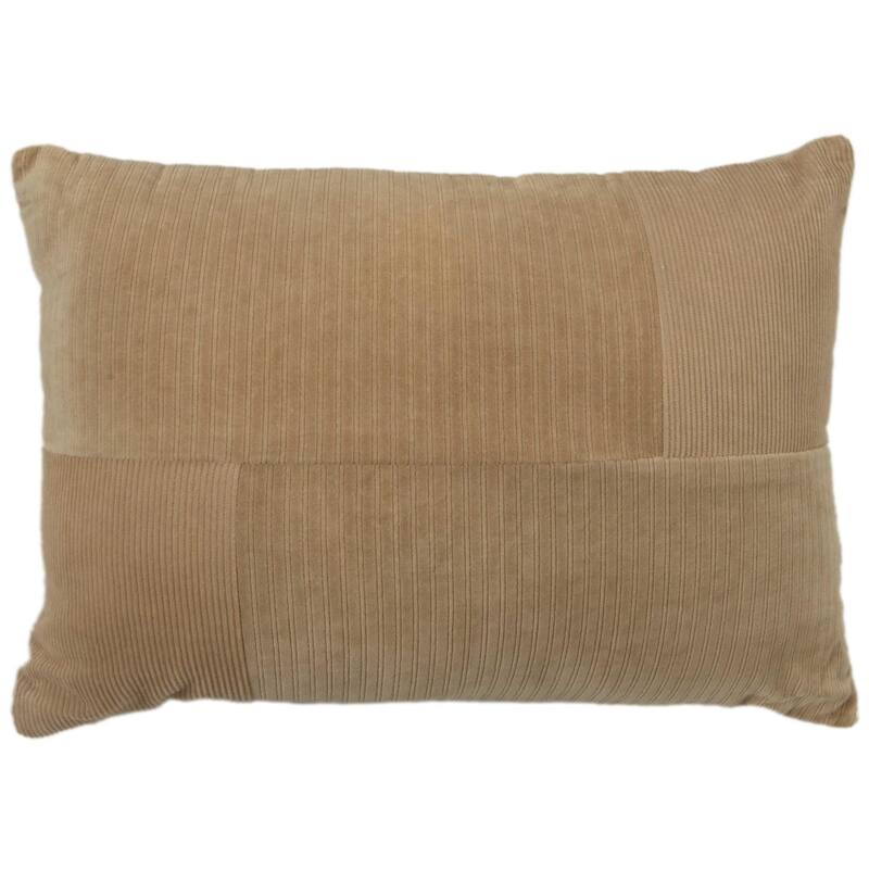 Rizzy Home Solid Corduroy Modern Pattern Blocked Throw Pillow - Down Alternative - Khaki