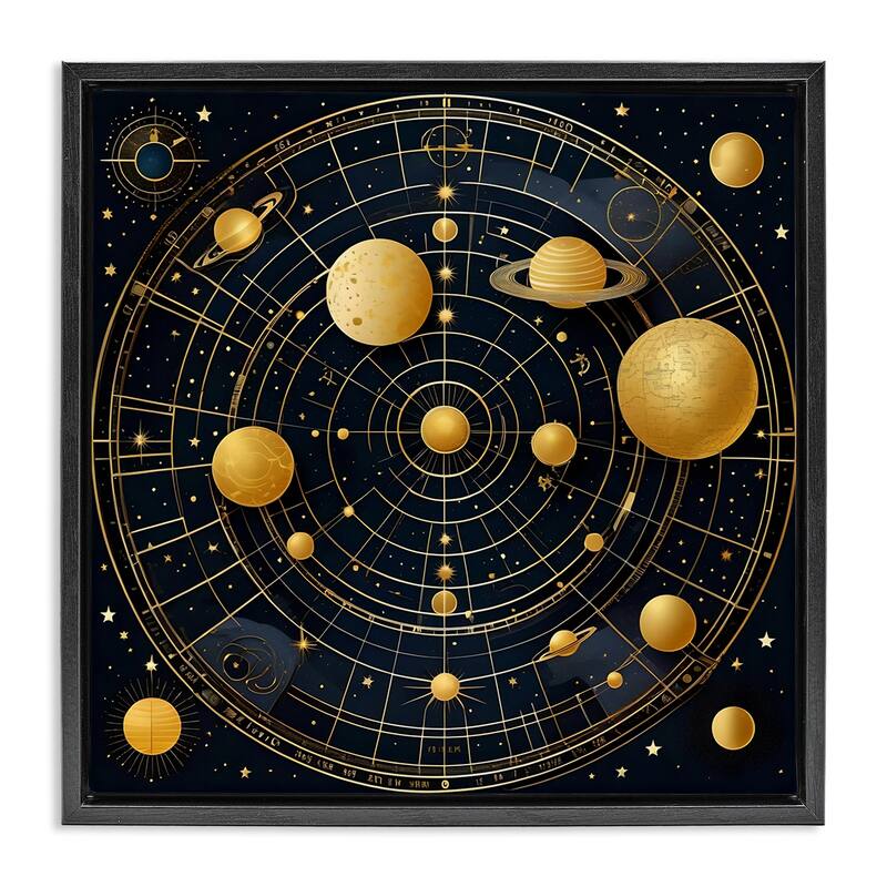 Stupell Astral Planets in Solar System Framed Floater Canvas Wall Art Design By Tabz Jones - 25 x 25 - Black