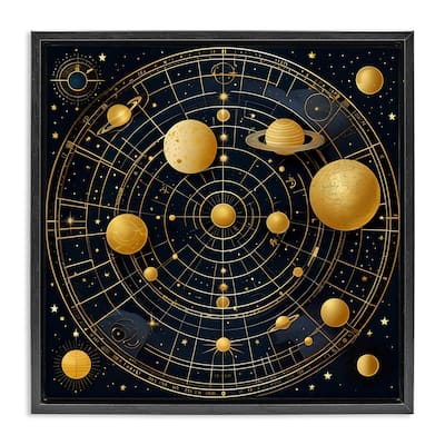 Stupell Astral Planets in Solar System Framed Floater Canvas Wall Art Design By Tabz Jones