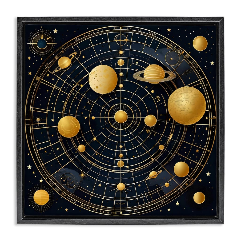 Stupell Astral Planets in Solar System Framed Floater Canvas Wall Art Design By Tabz Jones