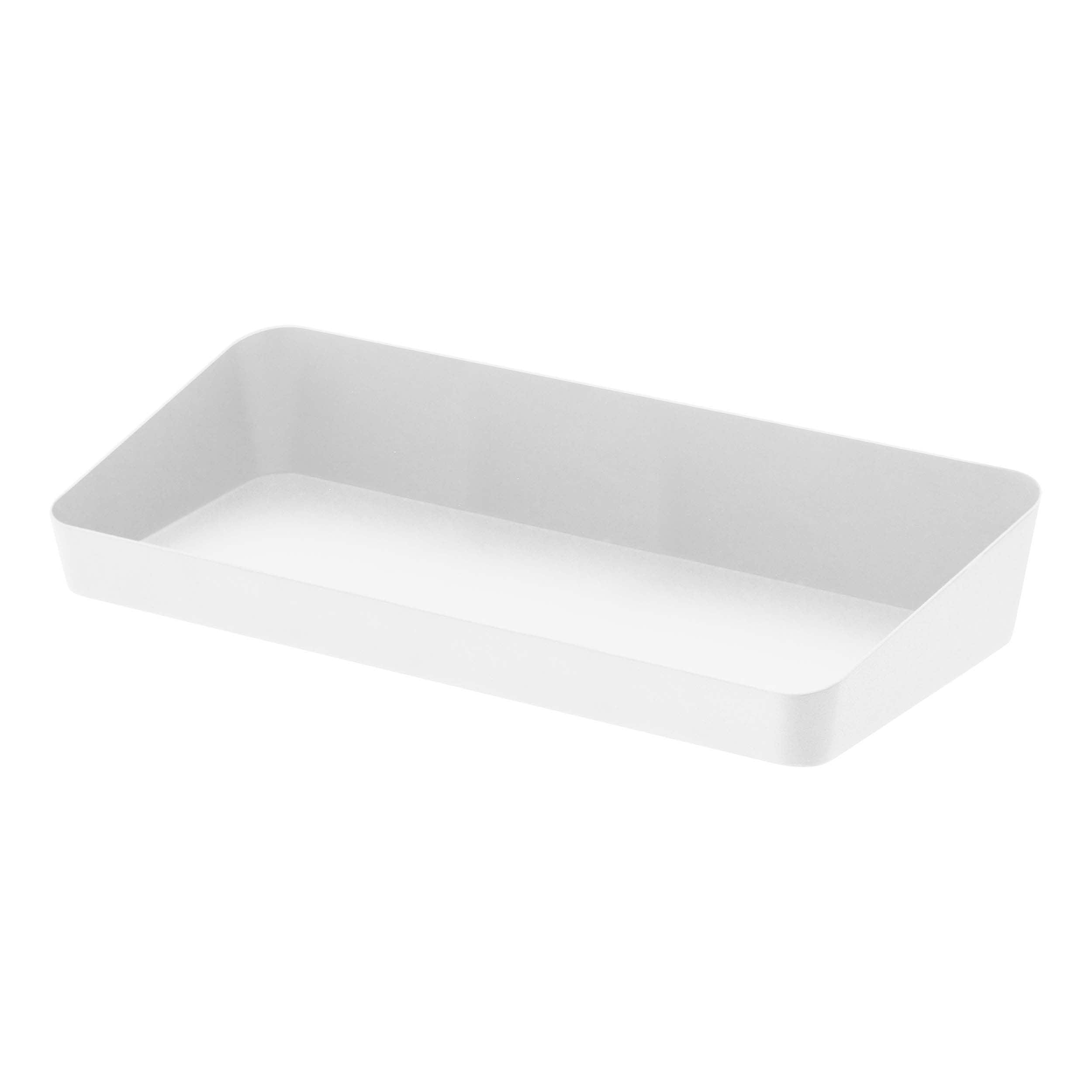 Yamazaki Home Vanity Tray - Angled - Two Sizes, Steel, 5.25" x 11.75" - L 5.31 x W 11.81 x H 1.97 inches