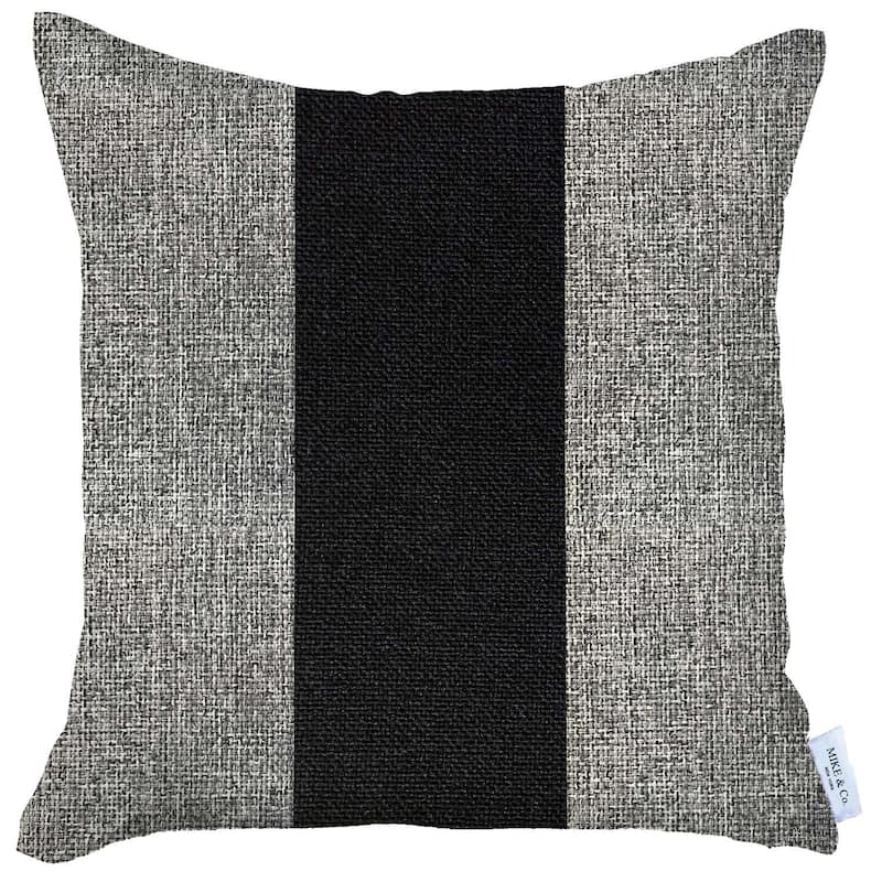 HomeRoots 18" X 18" Grey And Black Geometric Zippered Handmade Polyester Throw Pillow Cover