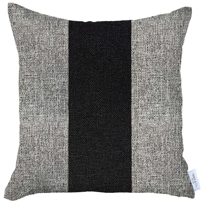 HomeRoots 18" X 18" Grey And Black Geometric Zippered Handmade Polyester Throw Pillow Cover