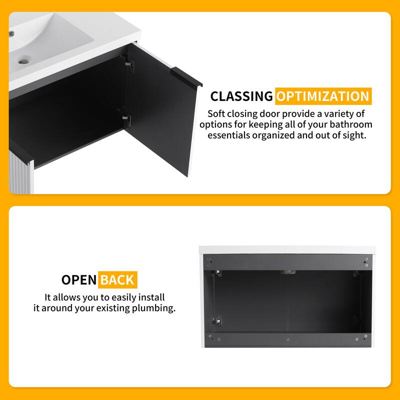 Beingnext 36"/48" Bathroom Vanity with Sink, Floating Bathroom Vanity with Soft Close Door