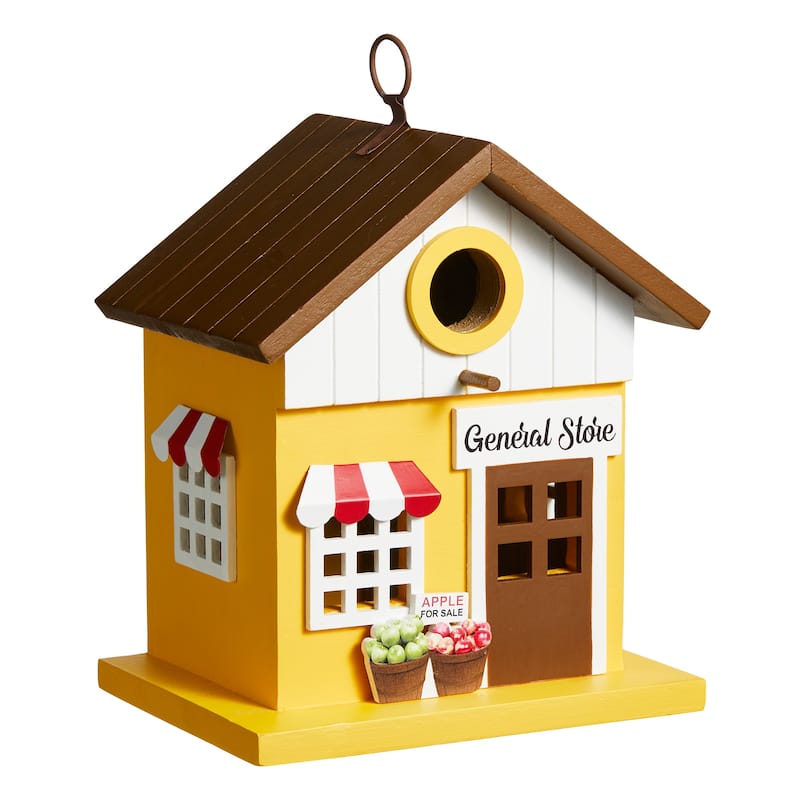 Glitzhome 9.5"H Solid Wood General Store Decorative Garden Birdhouse - 7.00''L X 5.50''W X 9.50''H