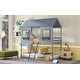 preview thumbnail 13 of 24, Pinewood Twin Bunk Bed with Guardrails, Ladder, and Playhouse Roof